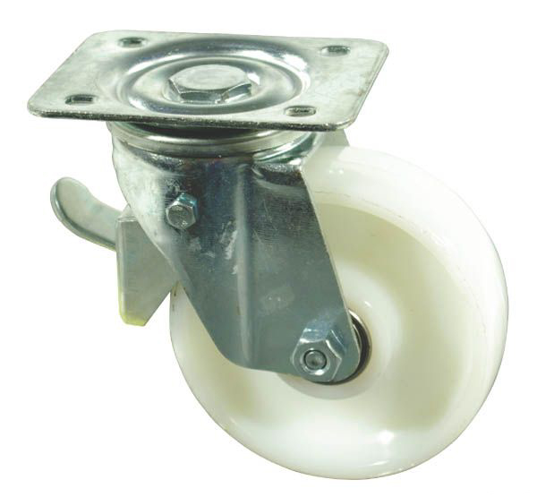 Lenkrolle mit Bremse Kunststoffrad 125 mm Kugellag